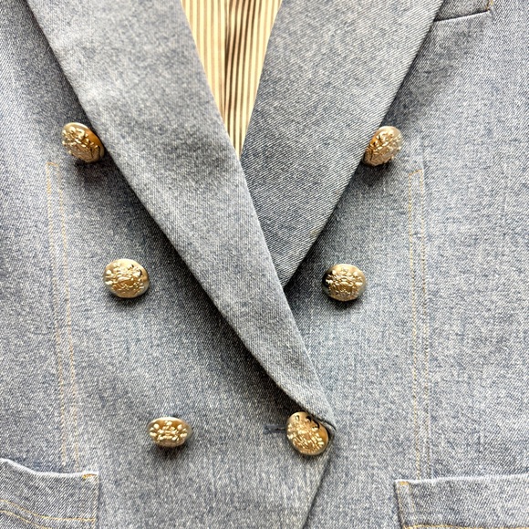 Veronica Beard Miller Dickey Jacket Light Blue Denim Blazer with Silver Buttons - Picture 8 of 14